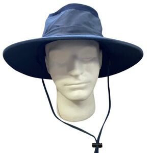 Solbari Mens Navy Blue UPF 50+ Wide Brim Sun Hat Mesh Breathable Medium